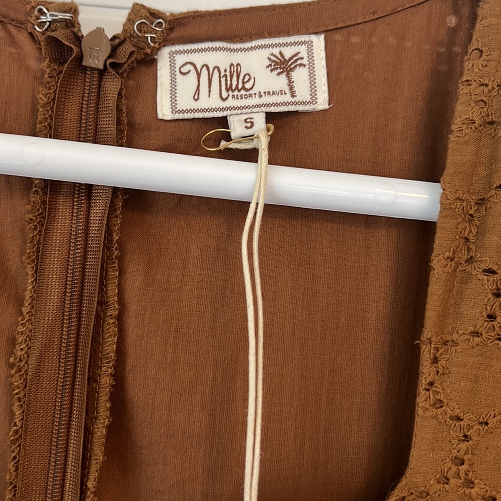 Brown Eyelet Midi Dress - Picture 3 of 6